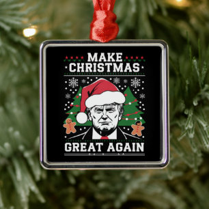 Funny Trump 2024 Make Christmas Great Again  Metal Ornament
