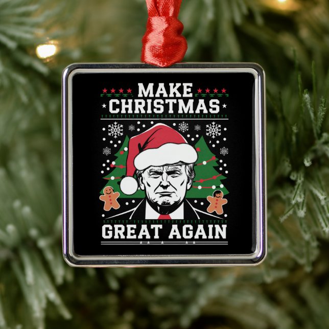 Funny Trump 2024 Make Christmas Great Again  Metal Ornament (Tree)