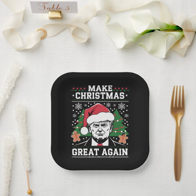 Funny Trump 2024 Make Christmas Great Again  Paper Plate (Wedding)