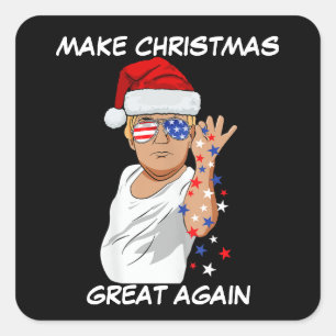 Funny Trump 2024 Make Christmas Great Again Square Sticker