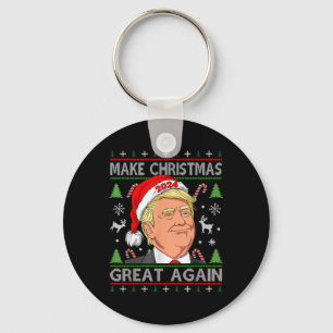 Funny Trump 2024 Make Christmas Great Again Ugly Key Ring