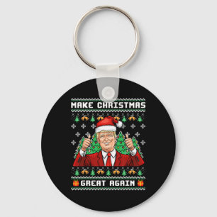 Funny Trump 2024 Make Christmas Great Again Ugly S Key Ring