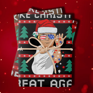 Funny Trump 2024 Make Christmas Great Again Wrapping Paper Sheet