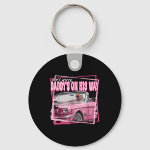 Funny Trump 2024 Pink Daddys On His Way  Key Ring