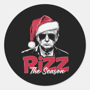 Funny Trump 2024 Xmas Trump Rizz The Season Santa Classic Round Sticker