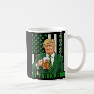 Funny Trump 45 47 American Flag Vintage St. Patric Coffee Mug