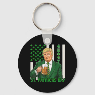 Funny Trump 45 47 American Flag Vintage St. Patric Key Ring