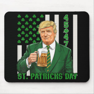Funny Trump 45 47 American Flag Vintage St. Patric Mouse Pad