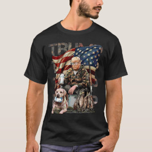 Funny Trump 45 47 Hunting Beer Ducks Us Flag Camo T-Shirt