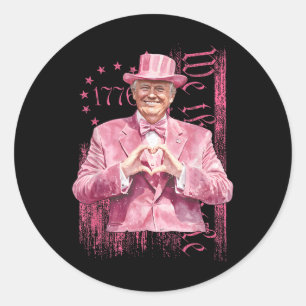 Funny Trump 45 47 President Heart Shape Pink Suit Classic Round Sticker