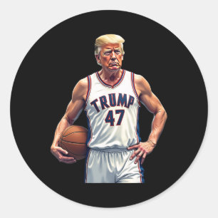 Funny Trump 47 Bysketll Player Team Trump Classic Round Sticker