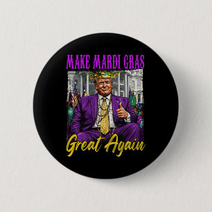 Funny Trump 47 Make Mardi Gras Great Again Vintage 6 Cm Round Badge