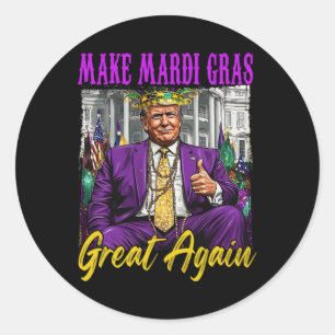 Funny Trump 47 Make Mardi Gras Great Again Vintage Classic Round Sticker