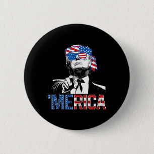Funny Trump 4th Of July Merica American Flag Sungl 6 Cm Round Badge
