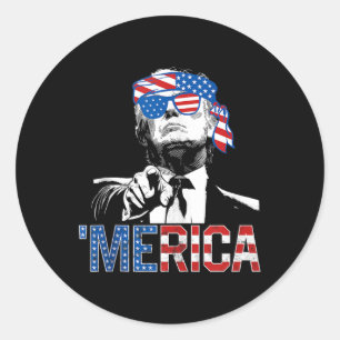 Funny Trump 4th Of July Merica American Flag Sungl Classic Round Sticker