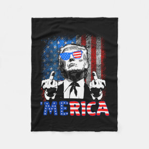 Funny Trump 4th Of July Merica American Flag Sungl Fleece Blanket