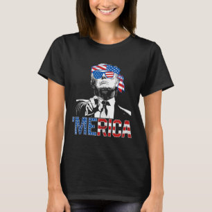 Funny Trump 4th Of July Merica American Flag Sungl T-Shirt