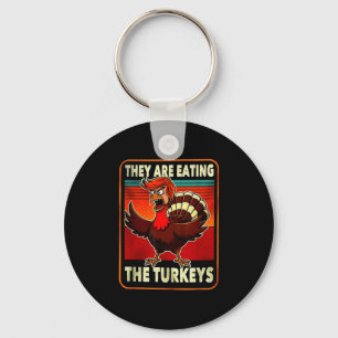 Funny Trump American Shirt They Are Eating Turkey Key Ring