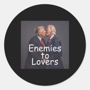 Funny Trump And Biden Kissing  Classic Round Sticker