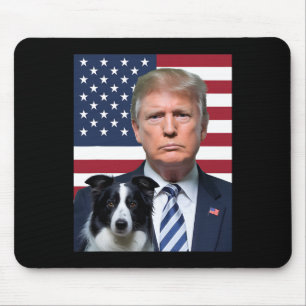 Funny Trump And Border Collie Dog Usa Flag Electio Mouse Pad