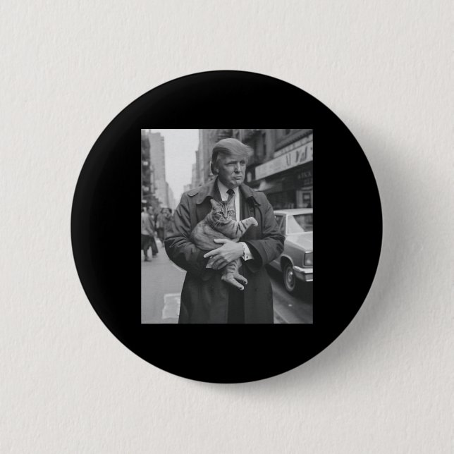 Funny Trump And Cat  6 Cm Round Badge (Front)