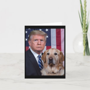 Funny Trump And Golden Retriever Dog Usa Flag Elec Card