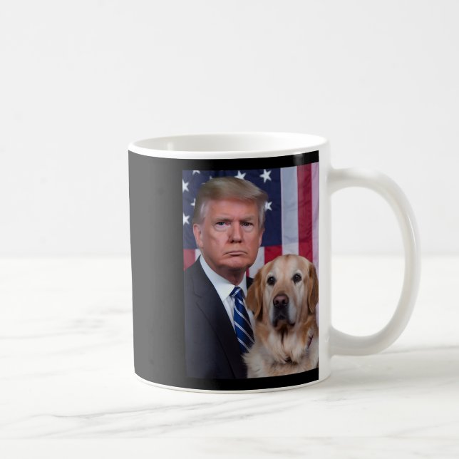 Funny Trump And Golden Retriever Dog Usa Flag Elec Coffee Mug (Right)