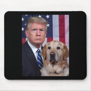Funny Trump And Golden Retriever Dog Usa Flag Elec Mouse Pad