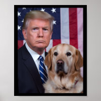 Funny Trump And Golden Retriever Dog Usa Flag Elec