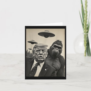 Funny Trump Bigfoot Selfie With Ufos Weird Alien  Card