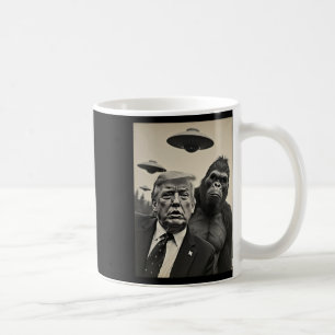 Funny Trump Bigfoot Selfie With Ufos Weird Alien Coffee Mug