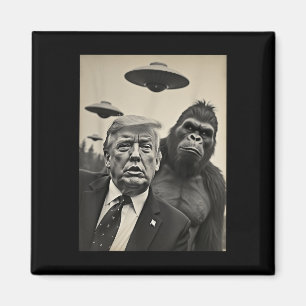 Funny Trump Bigfoot Selfie With Ufos Weird Alien  Magnet