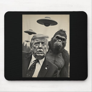 Funny Trump Bigfoot Selfie With Ufos Weird Alien Mouse Pad