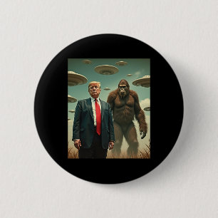 Funny Trump Bigfoot Ufo Alien Encounter Uap Friend 6 Cm Round Badge