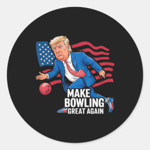 Funny Trump Bowling For Republican Ten Pin Bowling Classic Round Sticker