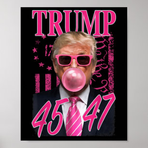 Funny Trump Bubble Gum 1776 Pink Flag  Poster