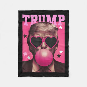 Funny Trump Bubble Gum Pink Sungl Heart Fleece Blanket