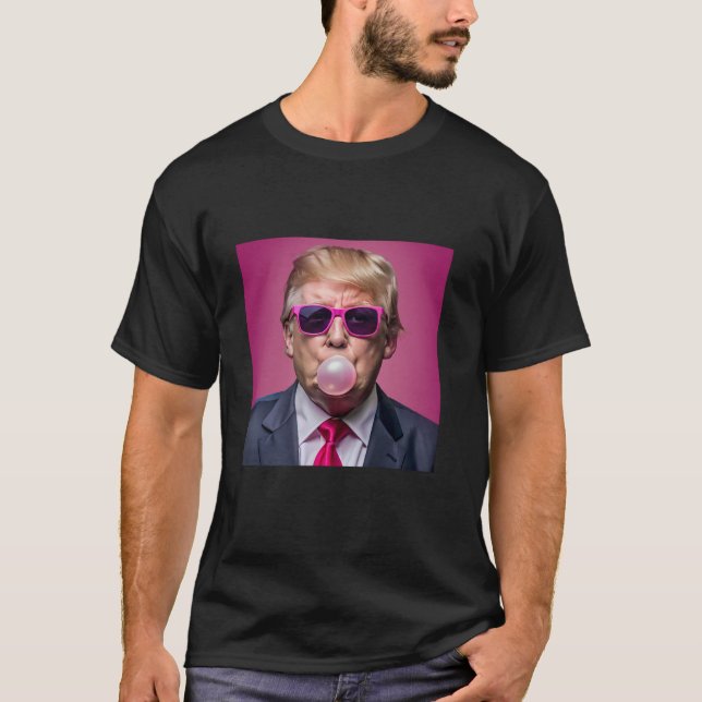 Funny Trump Bubble Gum Pink Sunglasses Felon Presi T-Shirt (Front)