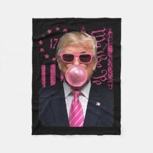 Funny Trump Bubble Gum Pink Usa Flag Fleece Blanket