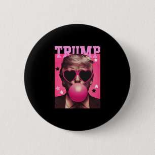 Funny Trump Bubble Gum Pink With Sungl Heart  6 Cm Round Badge