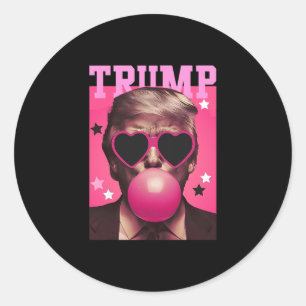 Funny Trump Bubble Gum Pink With Sungl Heart Classic Round Sticker
