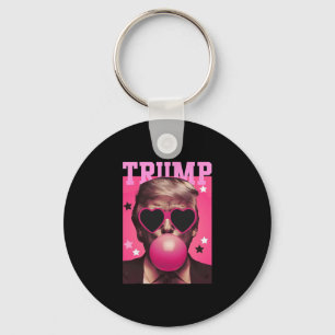 Funny Trump Bubble Gum Pink With Sungl Heart Key Ring