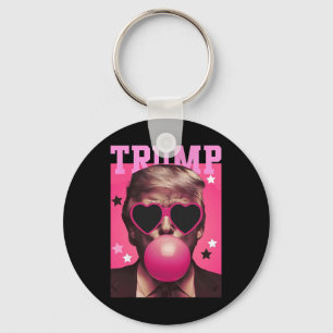 Funny Trump Bubble Gum Pink With Sungl Heart Key Ring