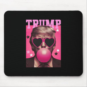 Funny Trump Bubble Gum Pink With Sungl Heart Mouse Pad