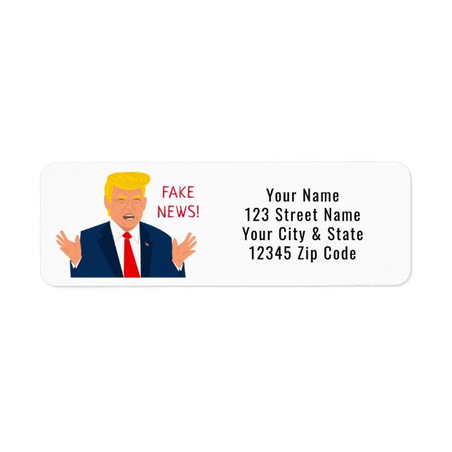 Funny Trump cartoon fake news return address Label (Front)
