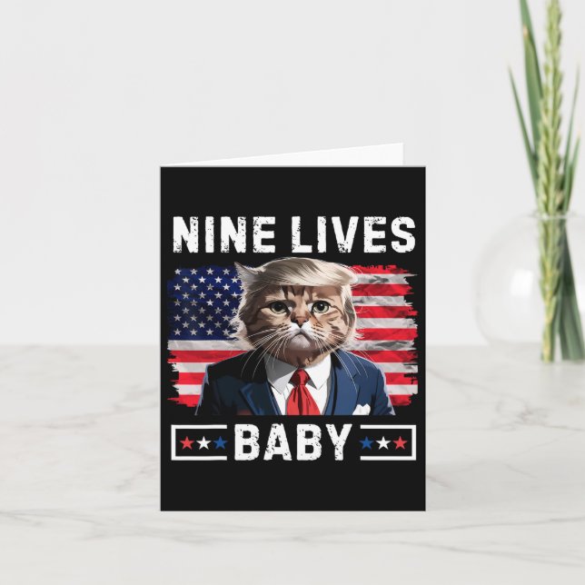 Funny Trump Cat 9 Lives Baby Funny Vote For Trump  Card (Front)