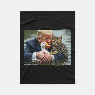 Funny Trump Cat And Duck Memes Christmas Halloween Fleece Blanket