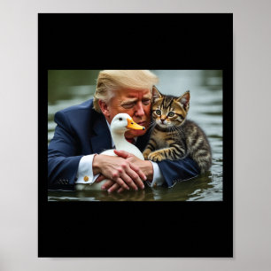 Funny Trump Cat And Duck Memes Christmas Halloween Poster