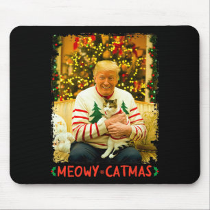 Funny Trump Christmas Cat Lovers Meowy Catmas Cat Mouse Pad
