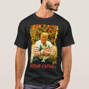 Funny Trump Christmas Cat Lovers Meowy Catmas Cat T-Shirt